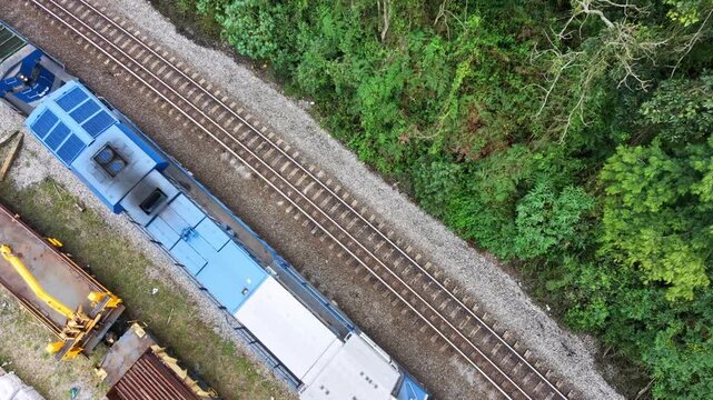 Aerial view of a cargo train