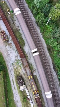 Aerial view of a cargo train