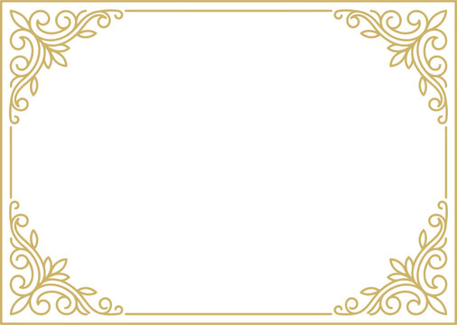 Elegant Gold Ornamental Border Frame for Certificate Diploma Award and Luxury Wedding Invitation Card Design