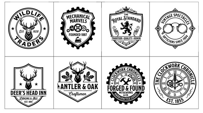 Various logos and icons on a white background with download symbol.