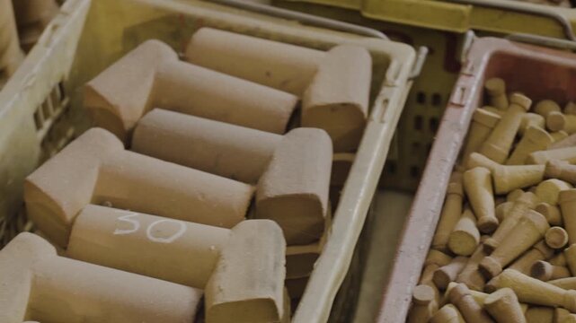 Rows of Ceramic Industrial Parts in Factory