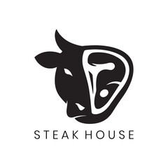 Obraz premium Steak House Logo Minimalist Meat Cut Design Professional Food Service Logo Graphic