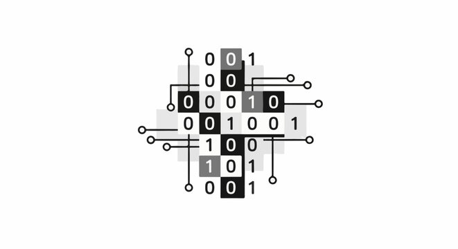 A digital circuit diagram with binary code and connections