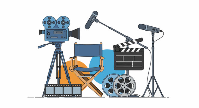 A graphic illustration of film equipment