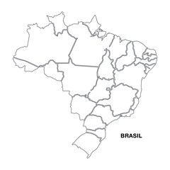 Fototapeta premium Brazil Map Outline Line Art Black Background