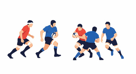 Obraz premium A group of rugby players in action on the field