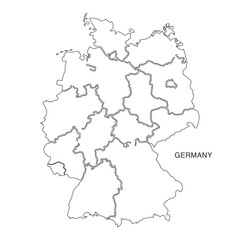 Fototapeta premium Germany Map Outline Line Art Black Background