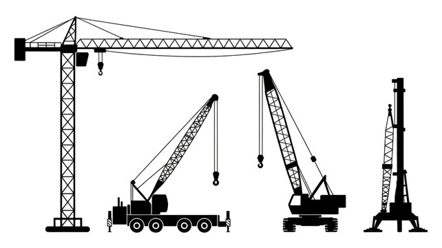 Three cranes are lifting heavy objects in a construction site illustration