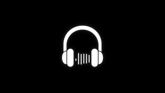 Headphone Sound Wave Loop Simple 4K Audio Visualizer