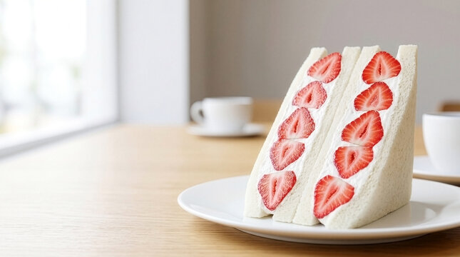 Viral Kawaii Dessert: Advertising Macro of Japanese Strawberry Fruit Sando