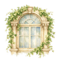 Naklejka premium Elegant window with ivy vines