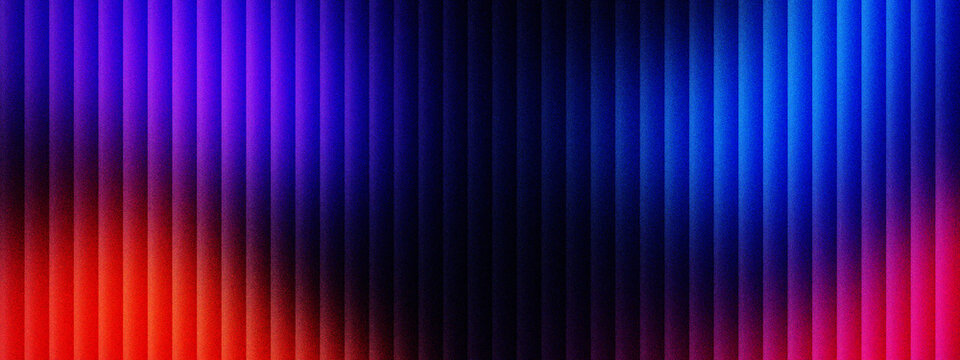 Abstract neon vertical lines background with blue and red light, futuristic glowing stripe pattern texture. Dark gradient backdrop with illuminated parallel bars for modern digital designs.