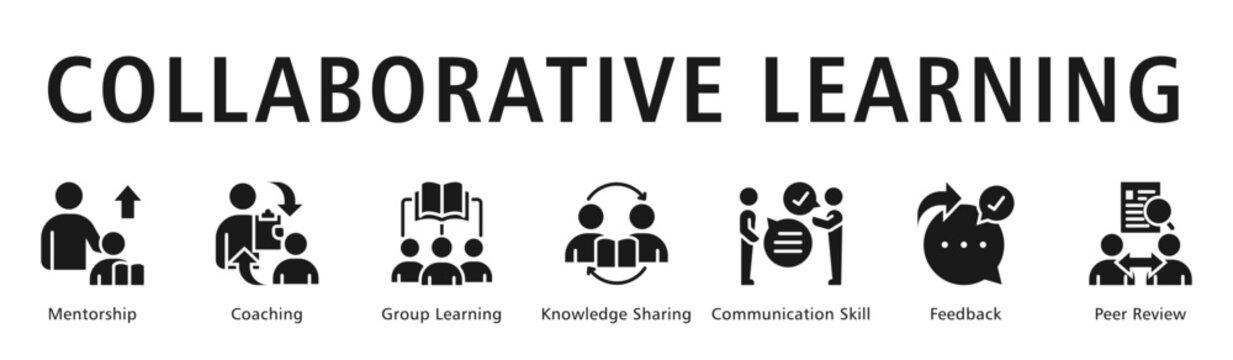 Collaborative Learning Web Banner  icon vector illustration concept