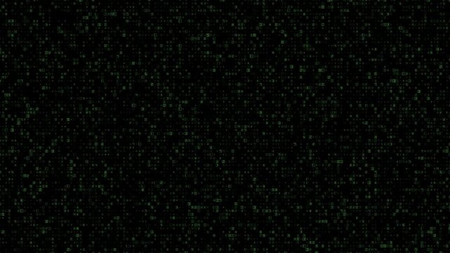 Green Digital Code Rain Background in Cyber Technology Style