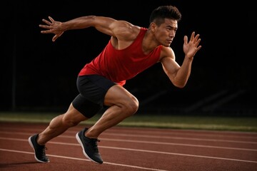 Obraz premium Dynamic athlete sprinting track