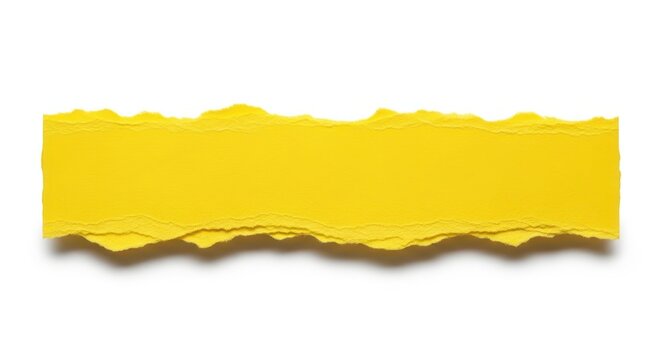 Torn piece of yellow paper with rough edges isolated on white background
