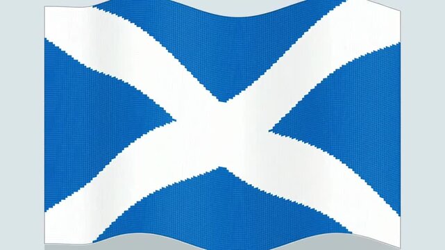 A waving Scottish flag, also known as the Saltire or St Andrew's Cross, featuring a white diagonal cross on a blue background.