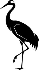 Obraz premium Black silhouette of Stork standing tall bird, bird, animal icon, wildlife symbol