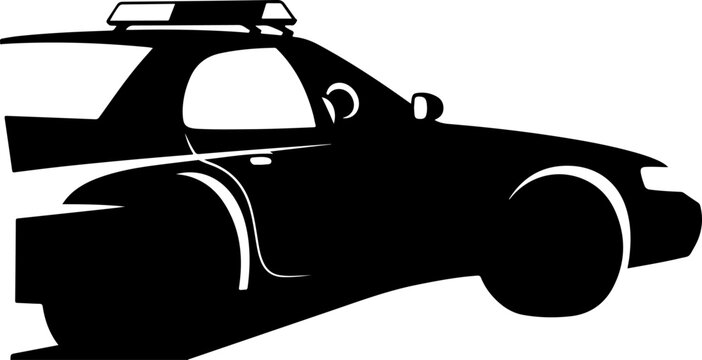 Police car, black silhouette, emergency vehicle, law enforcement, icon