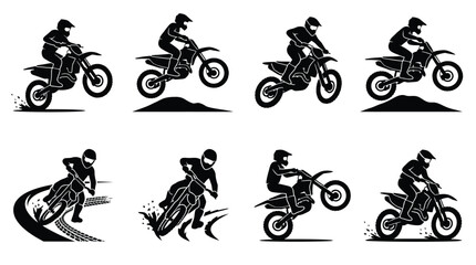 Motorcycle Racing Athlete Silhouette Collection Sports Vector © Elsandro