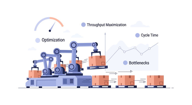 Robotic automation line optimizing production for throughput maximization and cycle time reduction