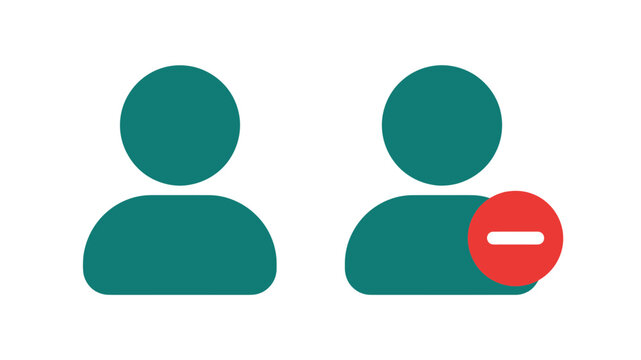 User Profile Icons with Remove Account Symbol for Interface and Social Network Management