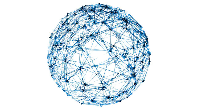 Abstract blue network sphere with glowing nodes