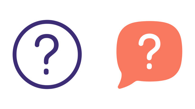 Help and support icons featuring a blue question mark in a circle and a red query speech bubble