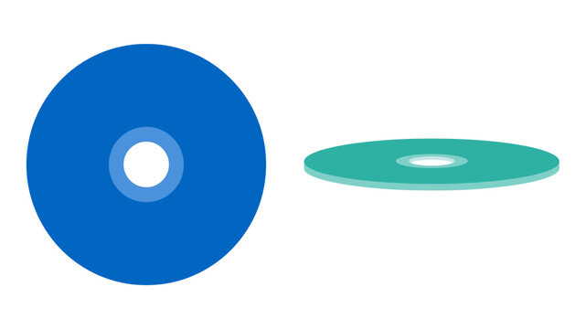 Blue and teal optical disc icons for digital data storage and media backup vector