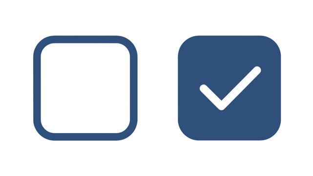 Blue checkbox icons showing empty and selected states for forms and checklist interfaces