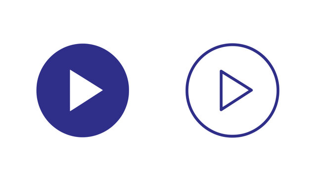 Play button icons in solid and outline purple styles for video playback interface