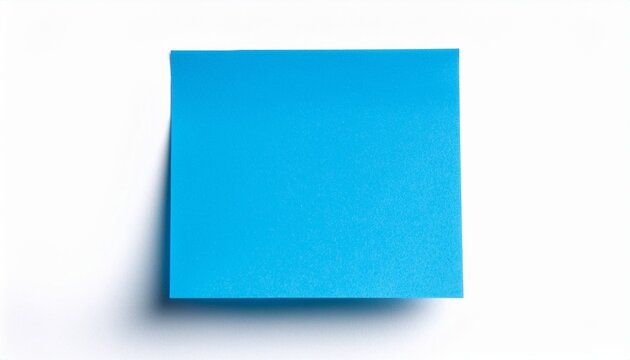 single square blue sticky post it note isolated white background photo