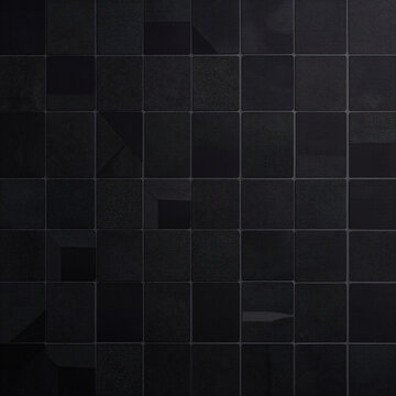 Moderne schwarze Fliesenwand mit matten und gl&auml;nzenden Quadraten
