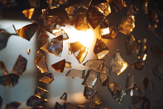 reflecton of light on broken glass