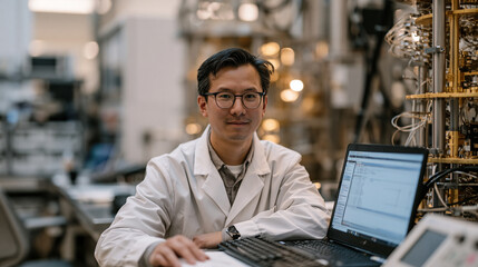 Obraz premium Atomic clock calibration chamber where precision metrology specialists in static free environments align cesium frequency standards used by global navigation satellite systems