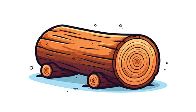 Cartoon Log on Small Wheels Moving.