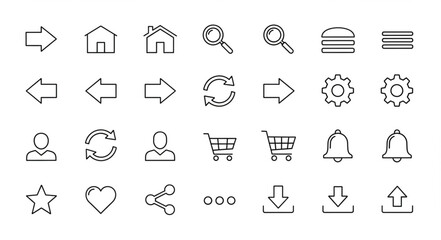 Fototapeta premium Collection of Hand Drawn Icons for User Interface Design.