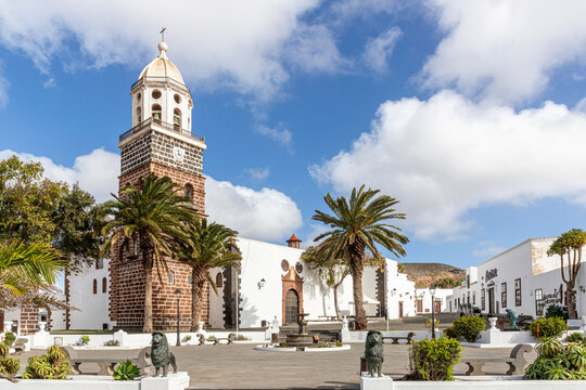 The Iglesia de Nuestra Se&ntilde;ora de Guadalupe in the Historic Village La Villa de Teguise the former capital city of the Canary Island of Lanzarote, Spain