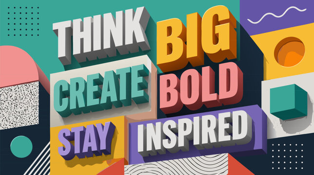 High-quality 3D text effect featuring abstract geometric blocks with dramatic long shadows. Clean flat vector illustration with a modern aesthetic, vibrant colors, and professional design finish.
