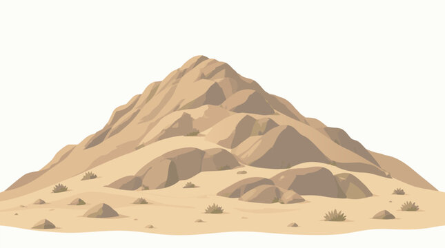 Majestic desert mountain peak representing Mount Arafat, a symbolic flat vector illustration with a sun and birds over a serene landscape, perfect for religious pilgrimages and travel themes.