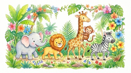 Obraz premium Jungle Friends Adventure Together