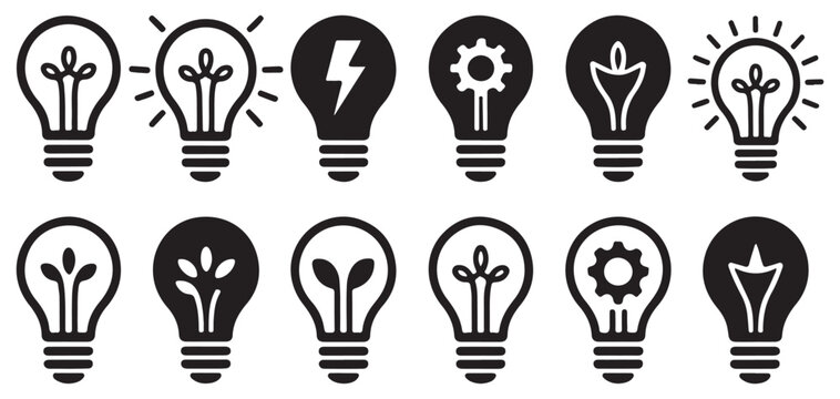 Power and cloud computing lightbulb icons with bold strokes Vector Illustration Eps 10