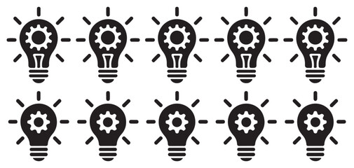 Fototapeta premium Innovation and engineering process lightbulb icons with gears and connection lines vector illustration eps 10