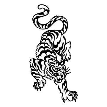 traditional japanese style tiger sketch illustration