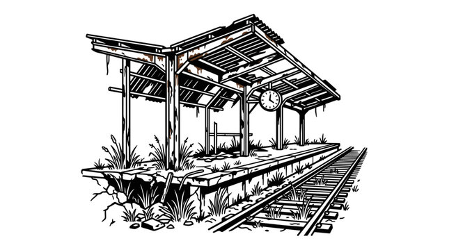 Old Railway Station Platform Shelter.