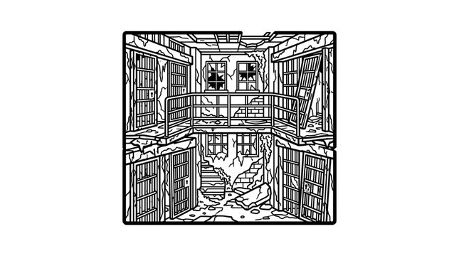 Old prison cell interior.