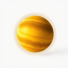 Fototapeta premium Golden sphere depicts planet. Striking bands suggest atmospheric turbulence, possibly gaseous composition. Bright glow surrounds object.