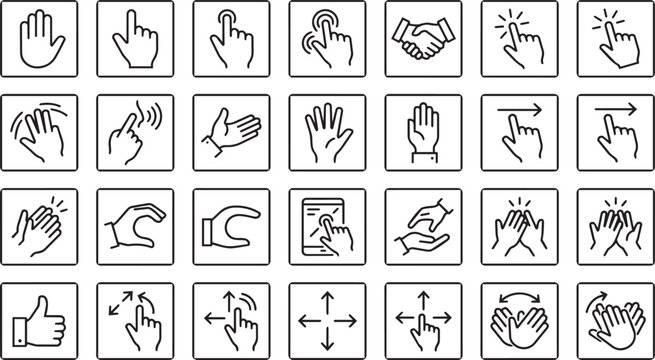 Hand Gesture Outline Icon Set