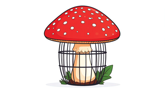Fly Agaric Mushroom in Cage.