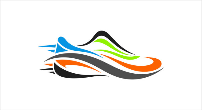 Dynamic Abstract Running Shoe Logo Design.